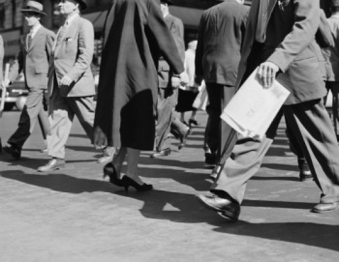 USA New York City low section of people walking on 42nd Street Canvas Art -  (18 x 24)