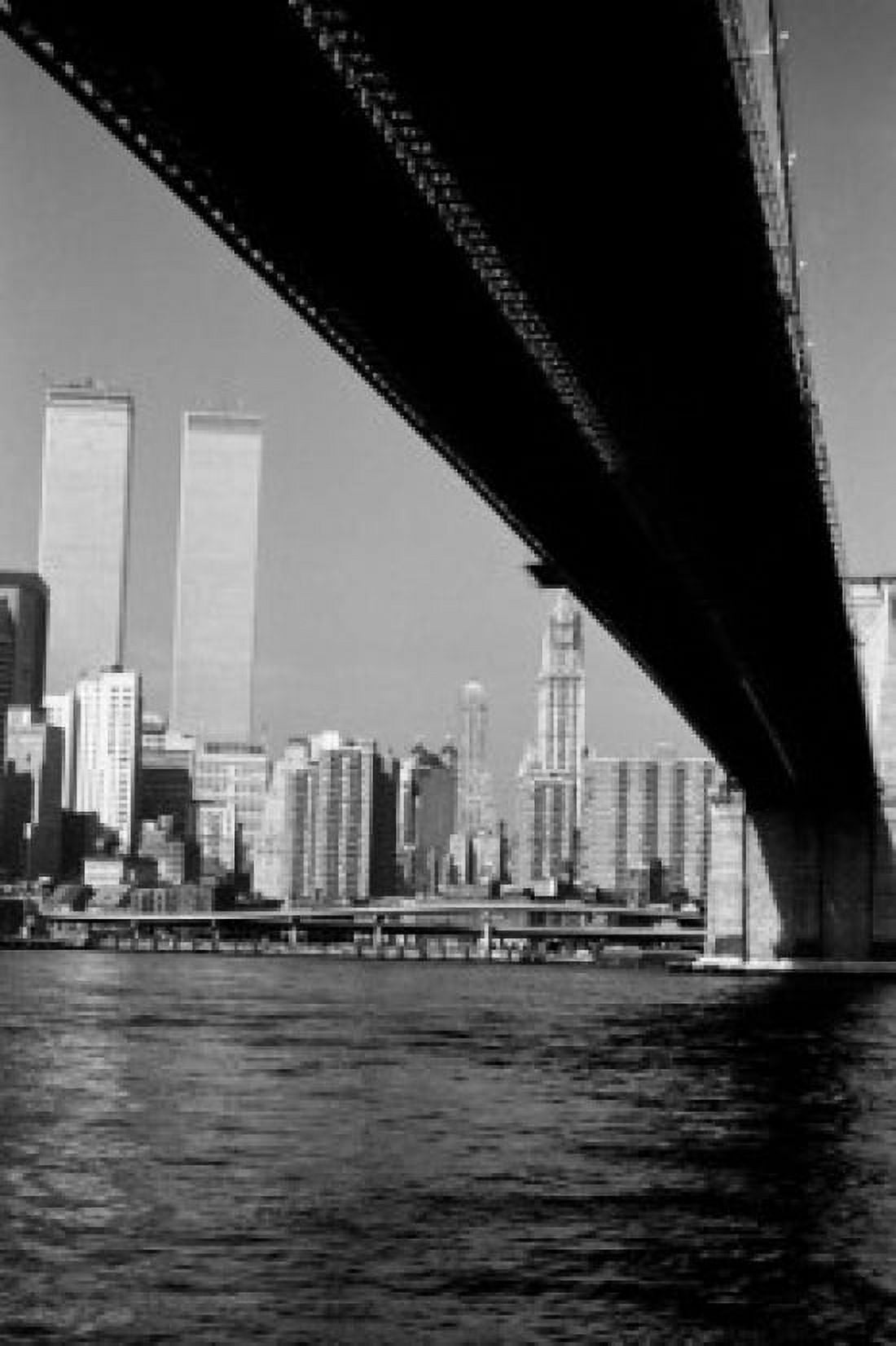 USA New York City skyline viewed from underneath Brooklyn Bridge Canvas Art -  (18 x 24)