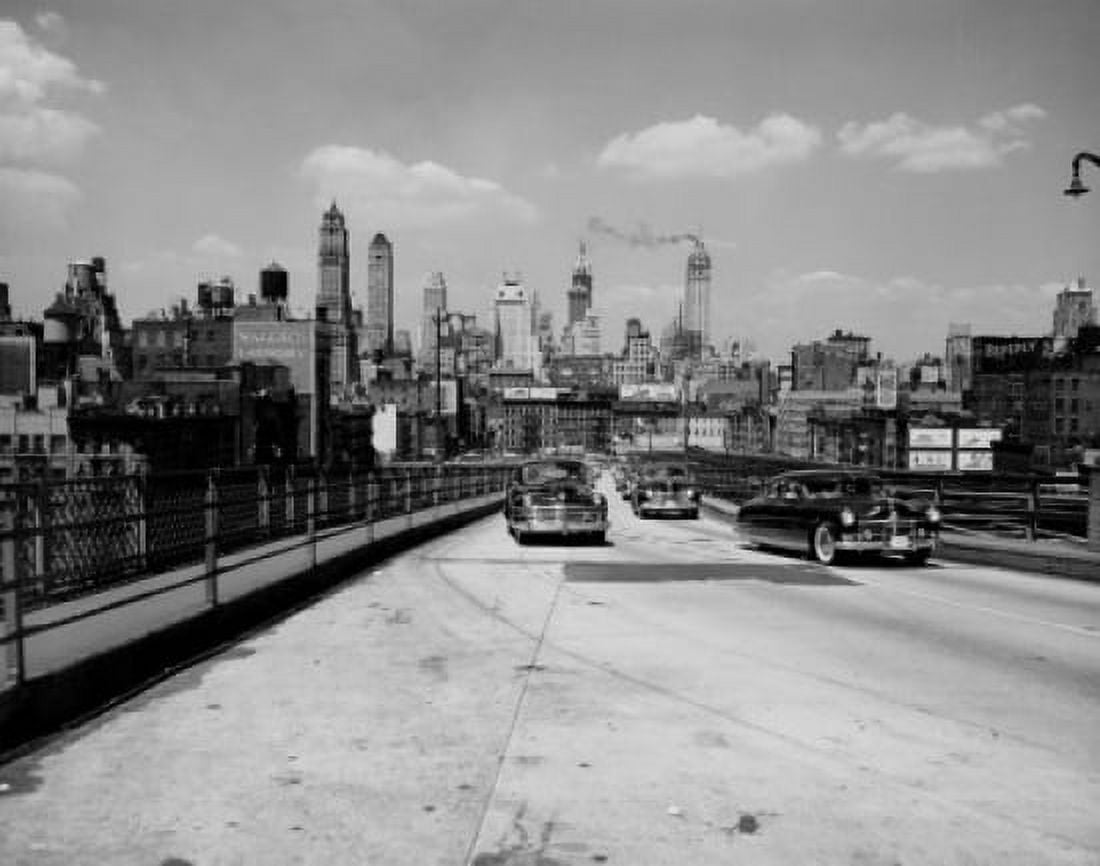 USA New York City traffic with skyline Canvas Art - (18 x 24)
