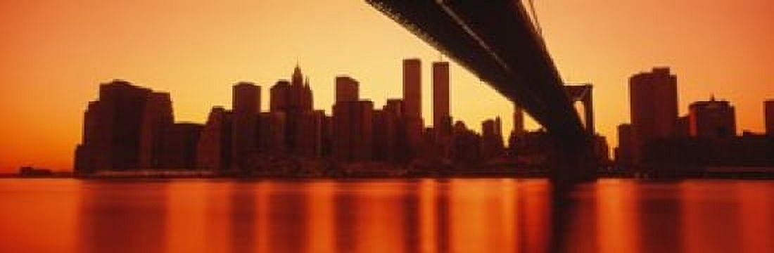 USA New York East River and Brooklyn Bridge Canvas Art - Panoramic Images (18 x 6)