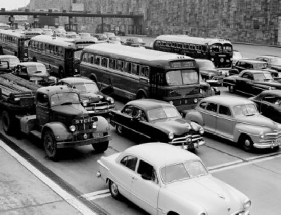 USA New York Heavy traffic on the broad ramp approach to the Lincoln Tunnel Canvas Art - (18 x 24)