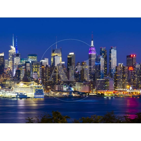 USA, New York, Manhattan, Midtown Skyline with the Empitre State Building across the Hudson River, Scenic Unframed Premium Photographic Print Wall Art by Alan Copson Sold by ArtCom