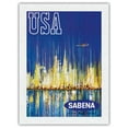 thumbnail image 1 of USA - New York Manhattan Skyline - Sabena Belgian World Airlines - Vintage Airline Travel Poster by Brisart c.1965 - Japanese Unryu Rice Paper Art Print (Unframed) 18 x 24 in, 1 of 4
