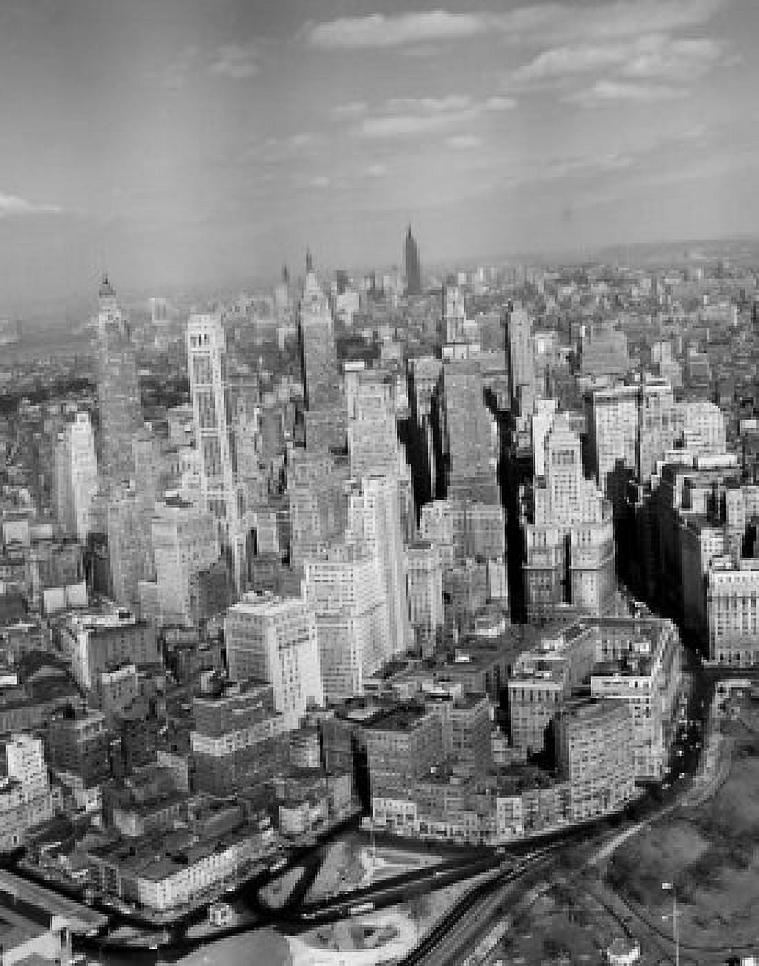 USA New York Manhattan aerial view of downtown Canvas Art - (18 x 24)