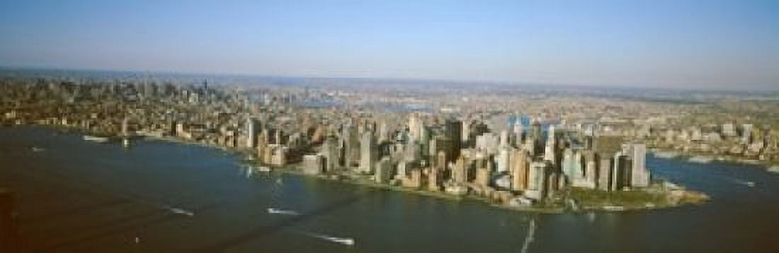 USA New York New York City Aerial view of Lower Manhattan Canvas Art - Panoramic Images (18 x 6)