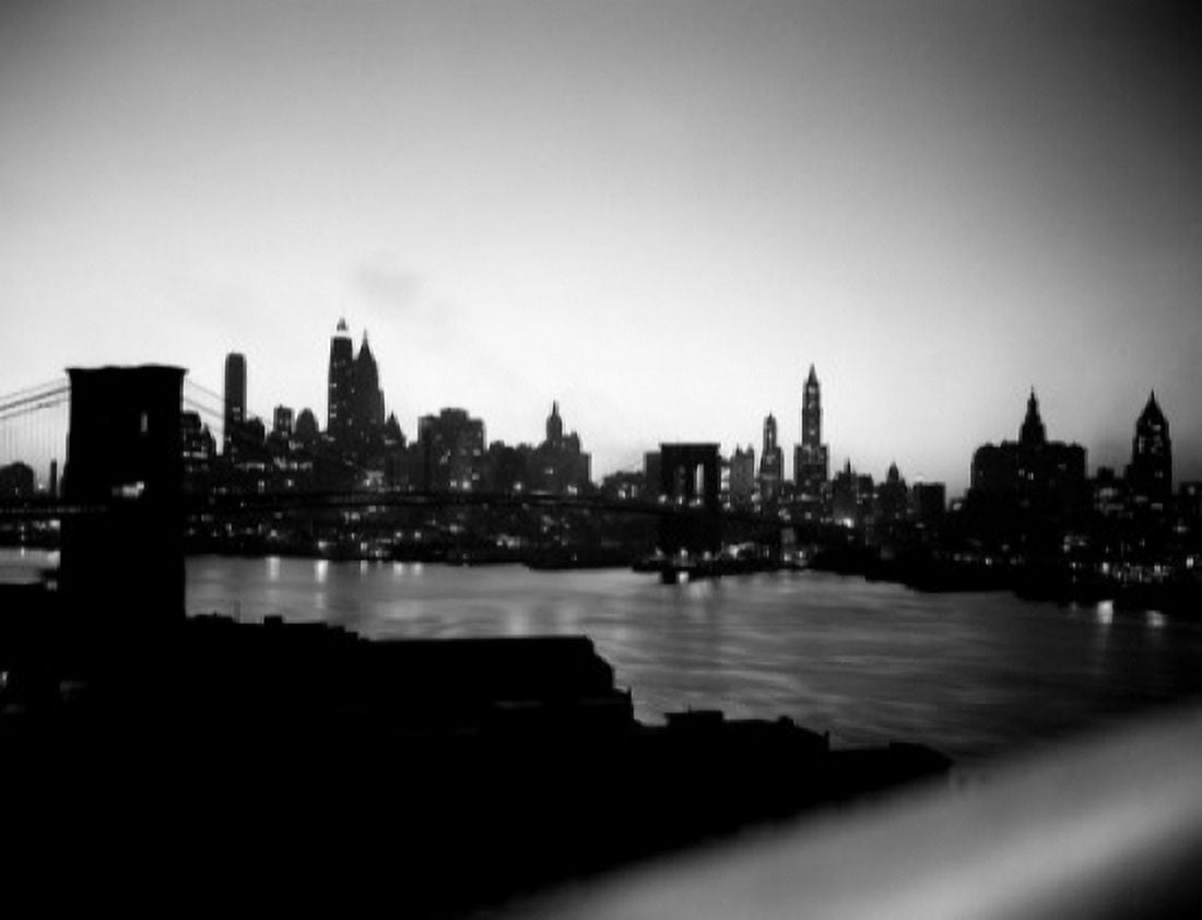 USA New York New York City Brooklyn Bridge with city skyline at dusk Canvas Art - (24 x 36)