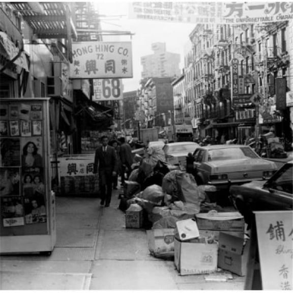 USA New York New York City Garbage Awaiting Pick Up N Chinatown Street Poster Print - 18 x 24 in.