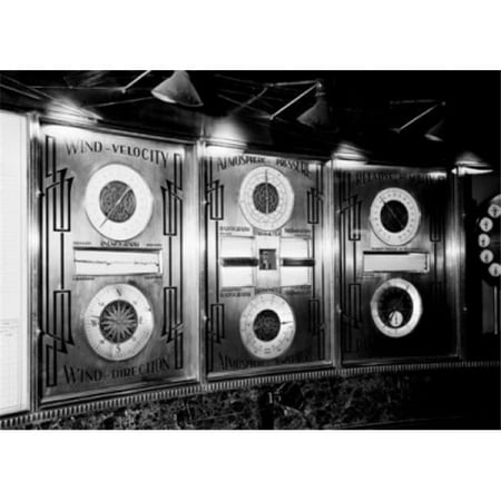 USA New York New York City Weather Gauges in Building Lobby Poster Print