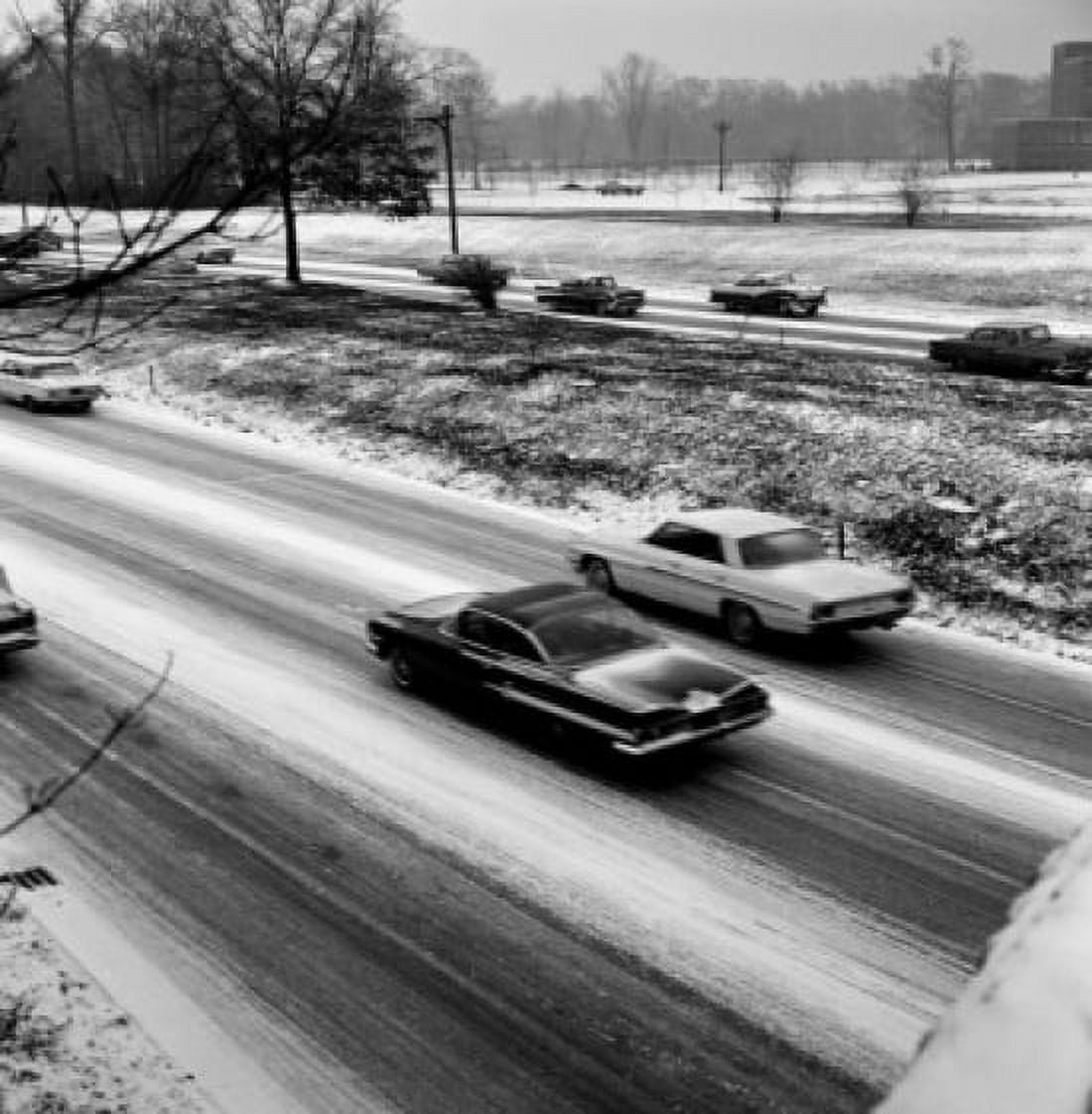 USA New York State Long Island Traffic on motorway in winter Canvas Art - (18 x 24)