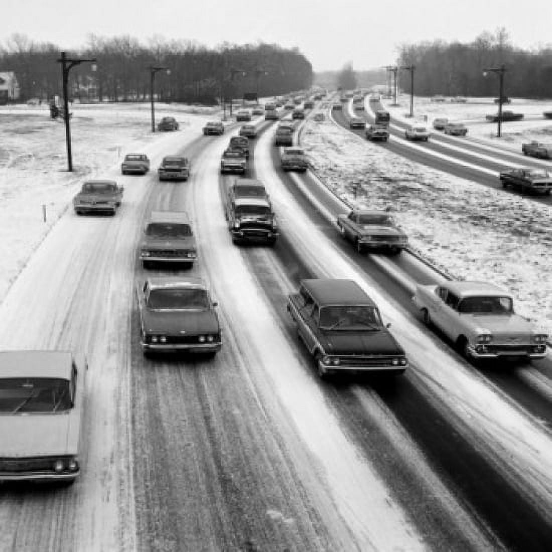 USA New York State Long Island Traffic on motorway in winter Canvas Art - (24 x 36)