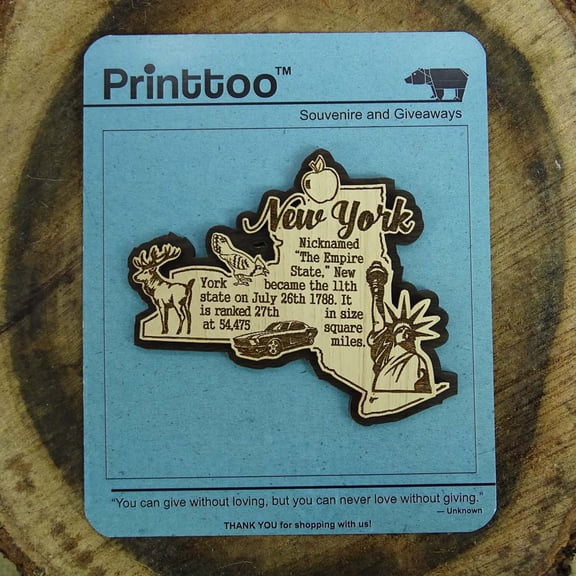 USA New York State Map Wooden Magnet Souvenir Fridge Magnet Gift