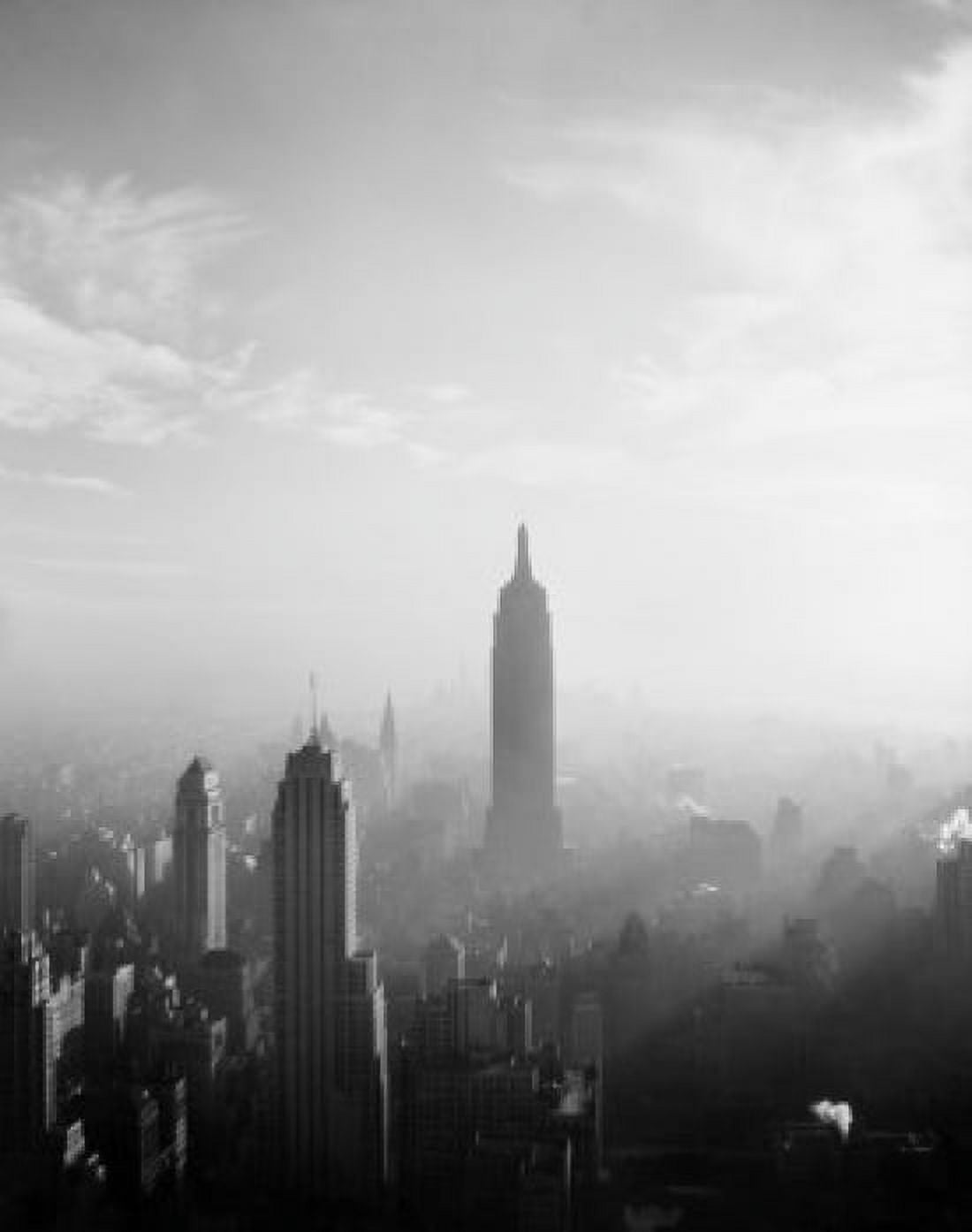 USA New York State New York City Aerial view of Manhattan morning sun shining brightly from East Canvas Art - (18 x 24)