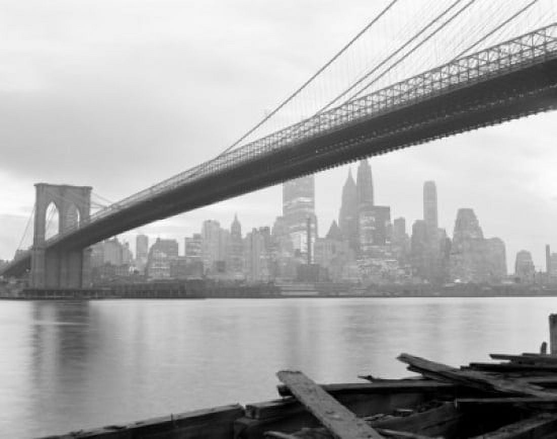 USA New York State New York City Brooklyn Bridge Manhattan Skyline Canvas Art - (24 x 36)
