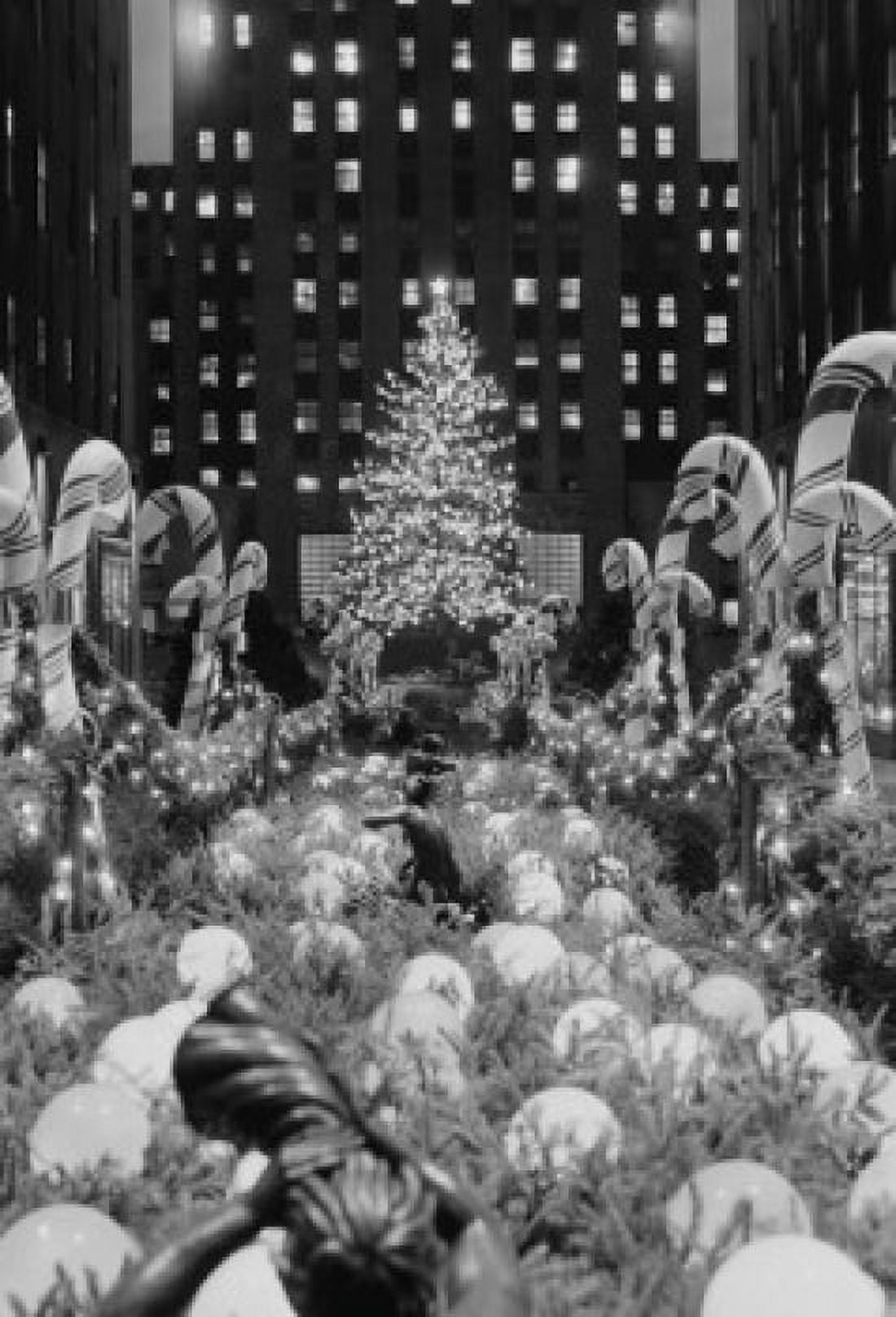 USA New York State New York City Christmas decorations Plaza Hotel and Radio City in background 1956 Canvas Art -  (24 x 36)