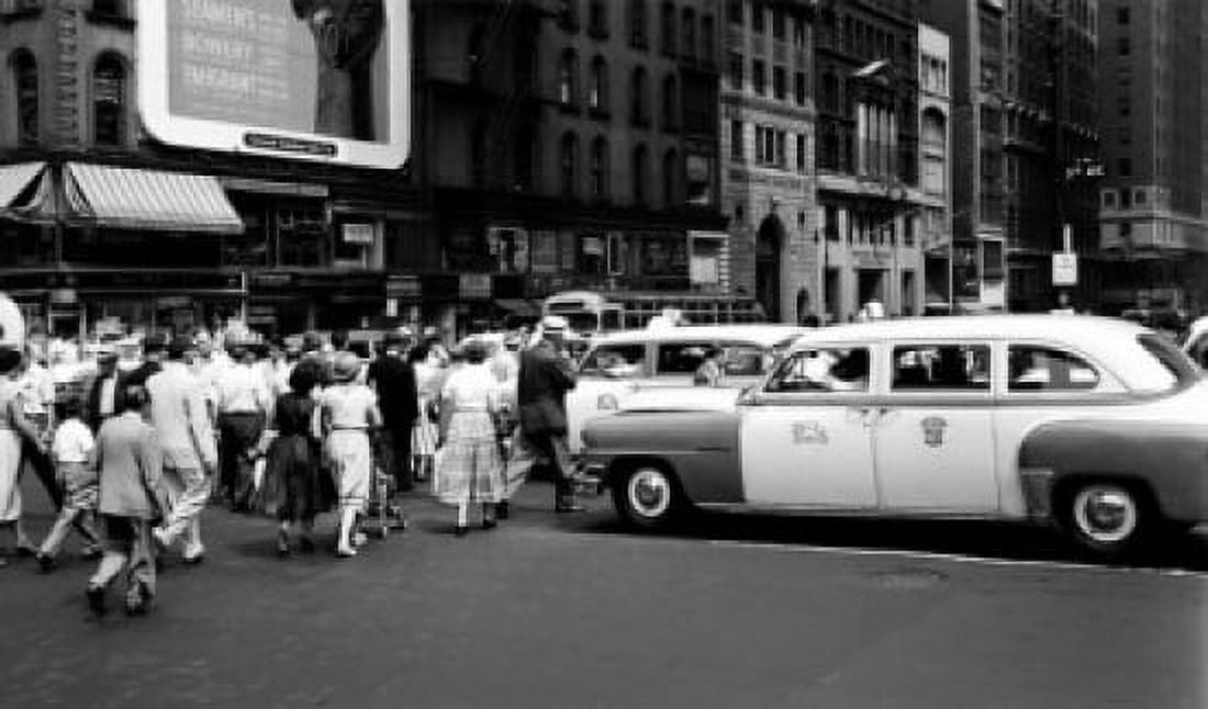 USA New York State New York City Crowds crossing Fifth avenue at 42nd Street Canvas Art - (18 x 24)