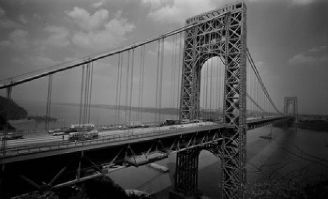 USA New York State New York City George Washington Bridge and cars on bridge Canvas Art - (18 x 24)