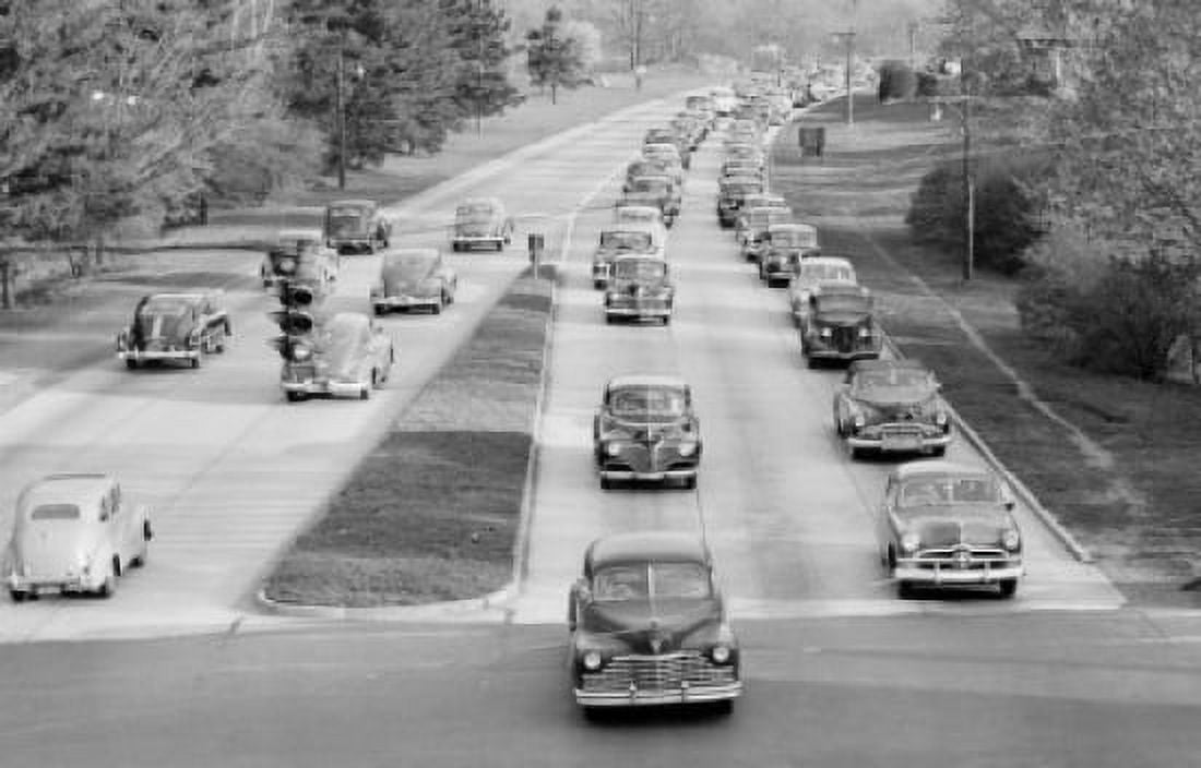 USA New York State New York City High angle view of cars moving on Saw mill River Parkway Canvas Art - (18 x 24)