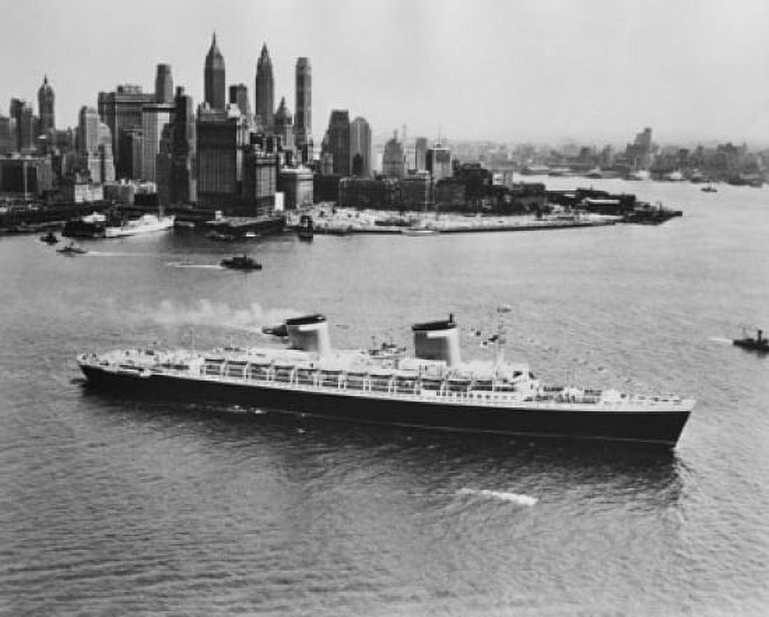 USA New York State New York City High angle view of cruise ship in sea Canvas Art - (18 x 24)