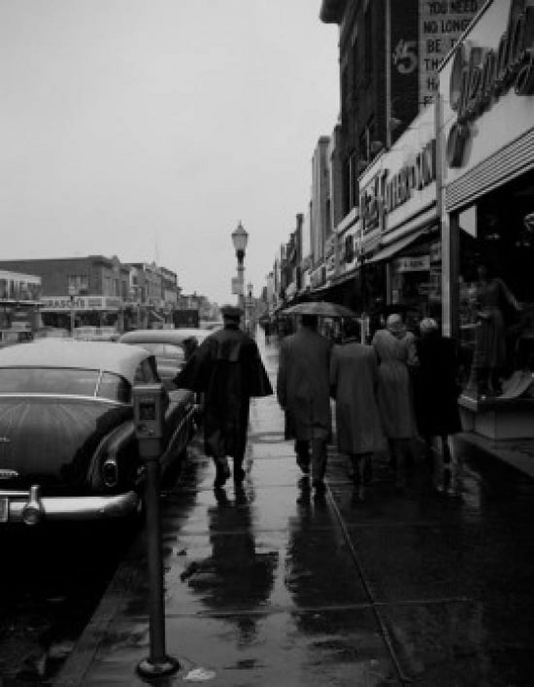 USA New York State New York City Long Island Freeport rainy day on Main Street Canvas Art -  (18 x 24)