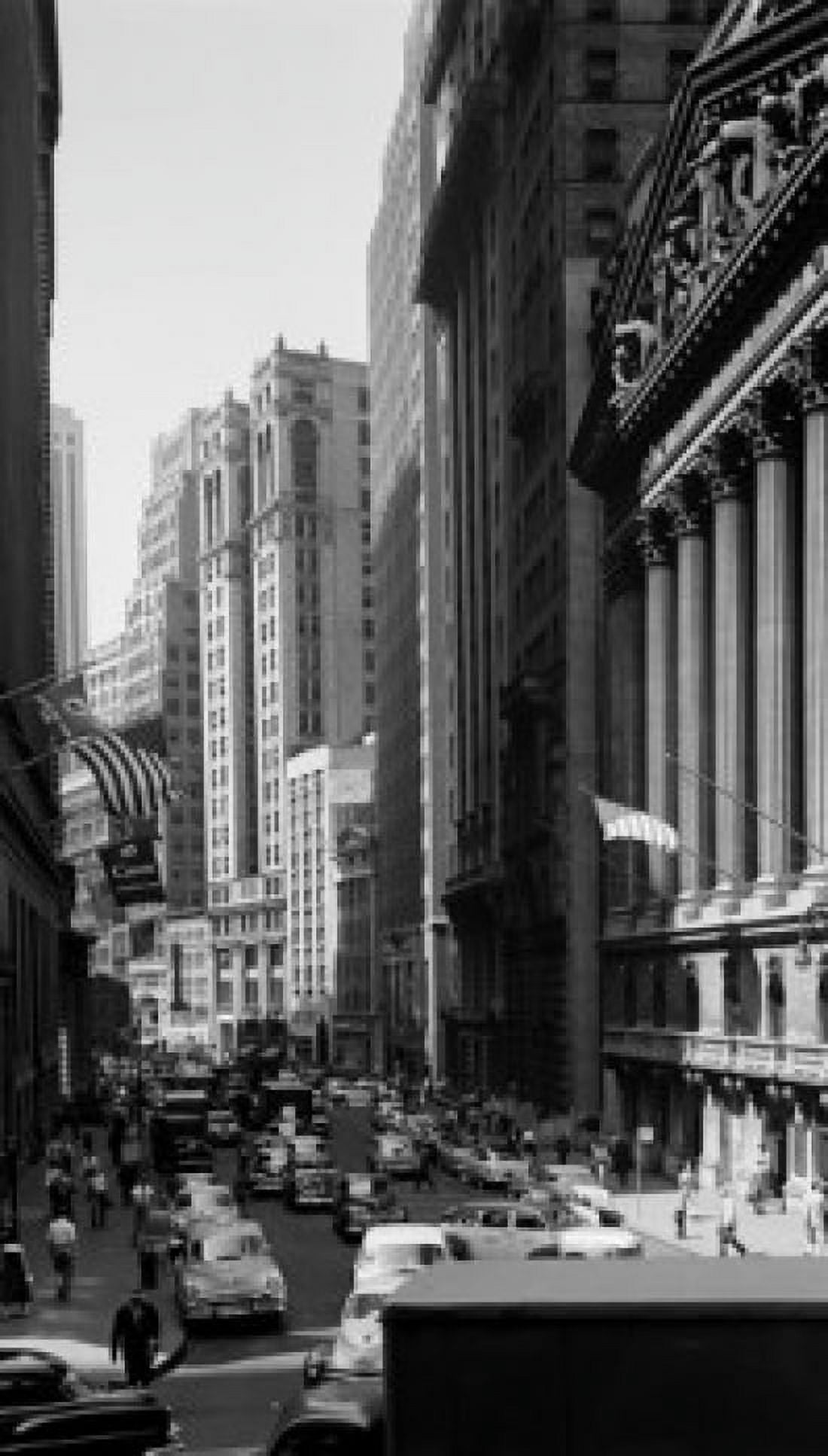 USA New York State New York City Looking South on Broad Street with New York Stock exchange on right Canvas Art -  (24 x 36)