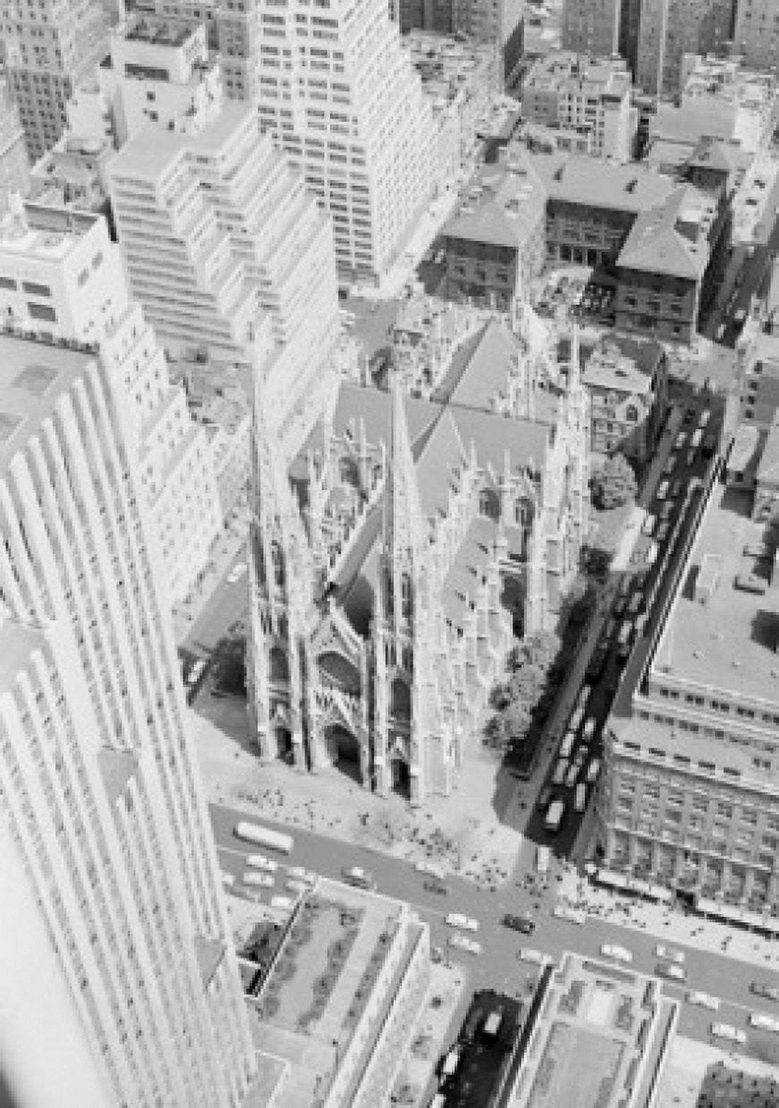 USA New York State New York City Looking down on St Patricks cathedral from Radio City Canvas Art - (18 x 24)