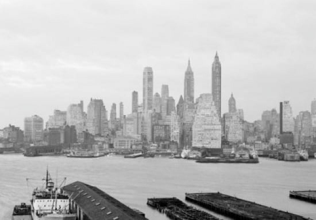 USA New York State New York City Lower Manhattan skyline at dusk Canvas Art - (18 x 24)