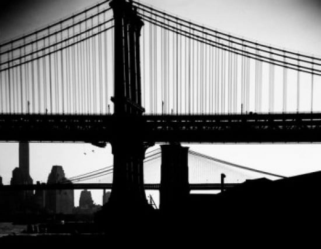 USA New York State New York City Manhattan Bridge with Brooklyn Bridge in background Canvas Art - (24 x 36)