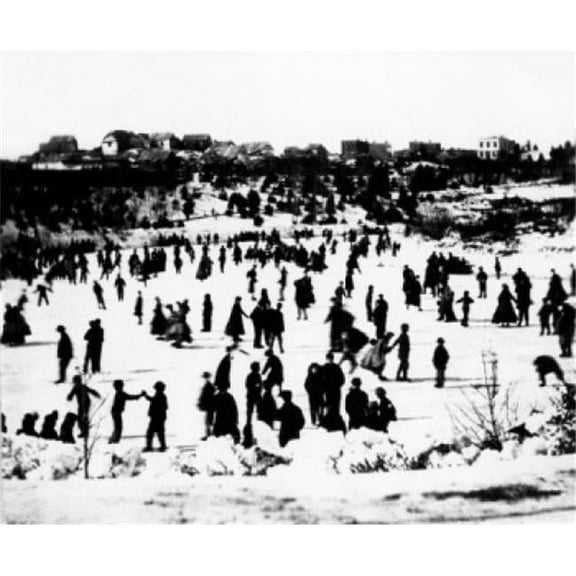 USA New York State New York City Manhattan Central Park People on Ice Rink Poster Print - 18 x 24 in.