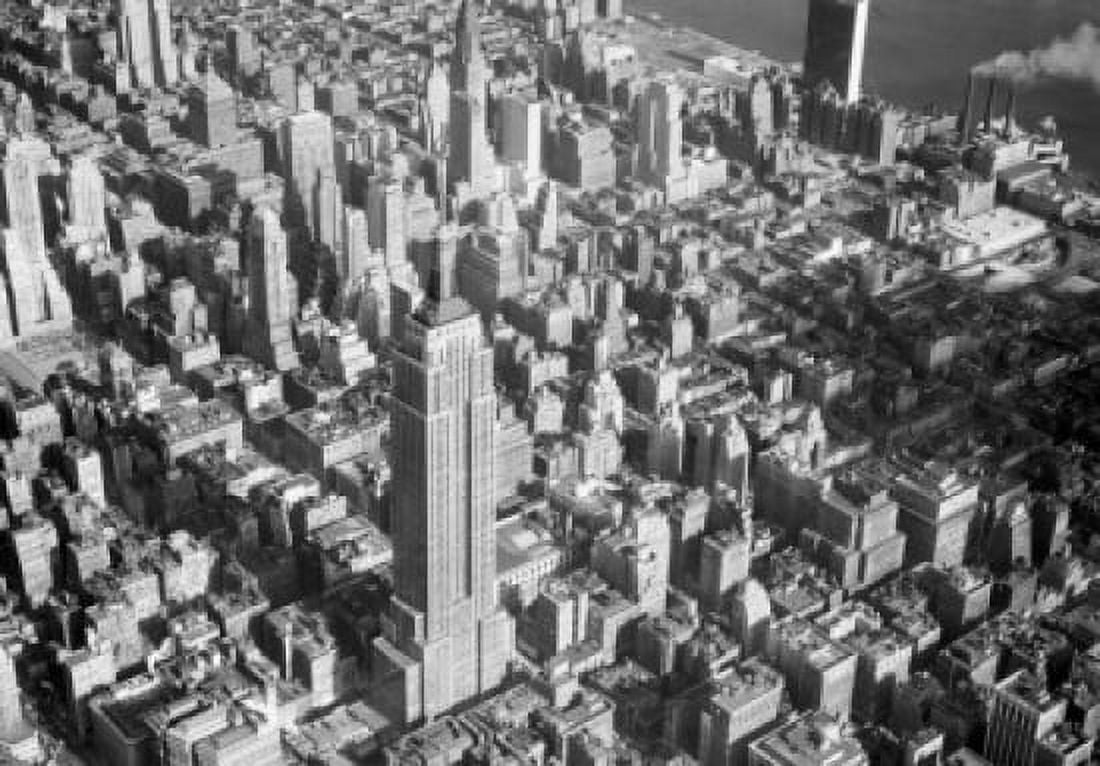 USA New York State New York City Midtown Manhattan with Empire State building Chrysler building and United Nations buildings aerial view Canvas Art - (24 x 36)