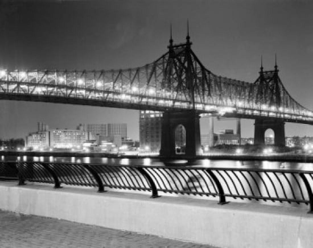 USA New York State New York City Night view of Queensboro Bridge Canvas Art - (24 x 36)