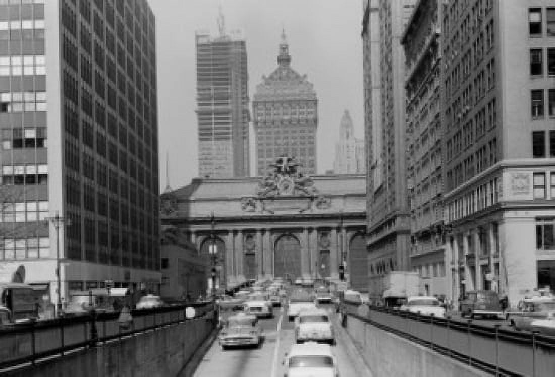 USA New York State New York City Park Avenue with Grand Central Terminal Union Carbide Building under construction in background Canvas Art - (24 x 36)