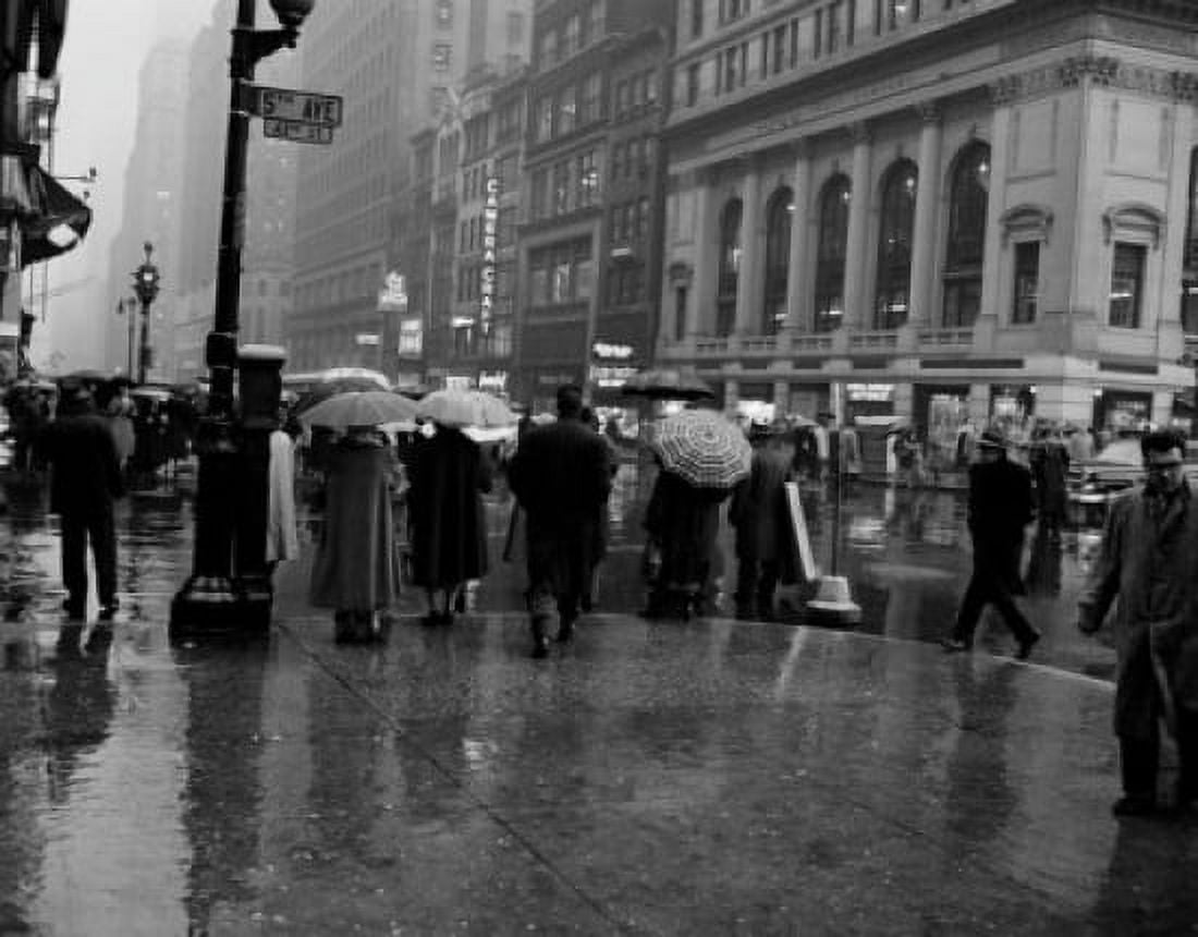 USA New York State New York City Rainy day street scene on 42nd Street Canvas Art - (24 x 36)