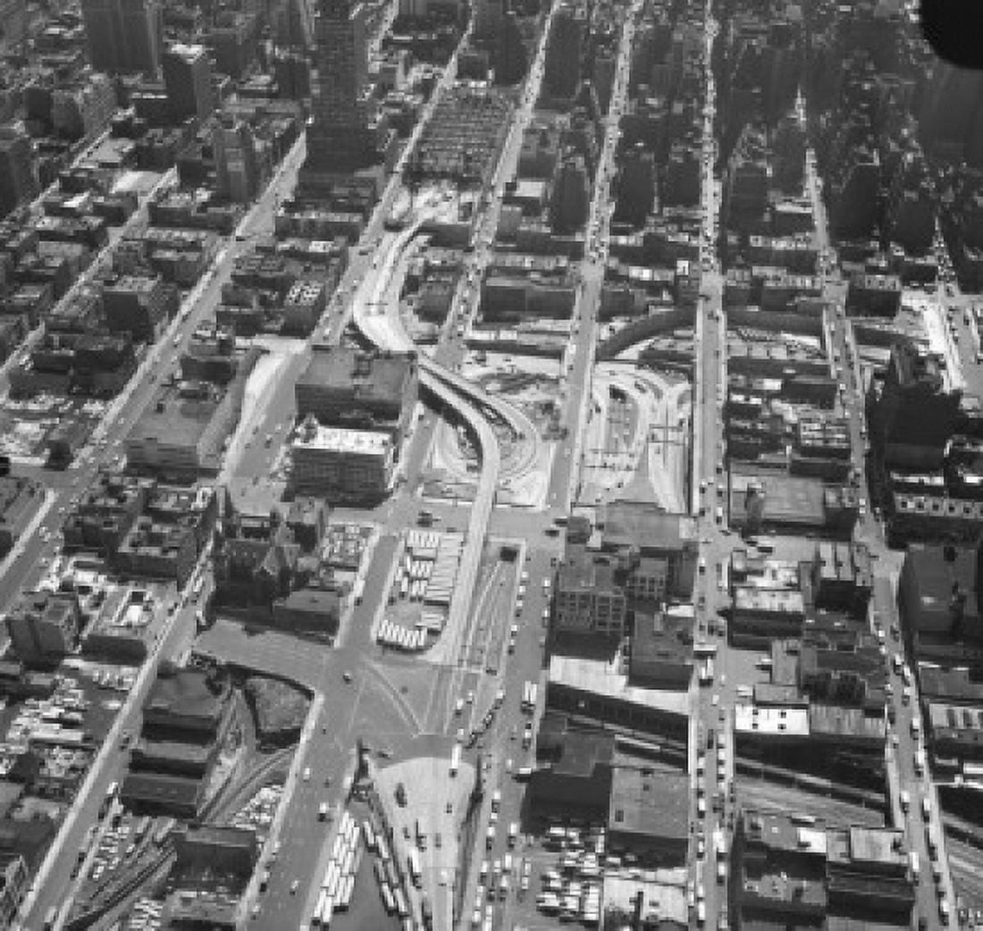 USA New York State New York City Traffic at entrance to Lincoln Tunnel Canvas Art - (24 x 36)