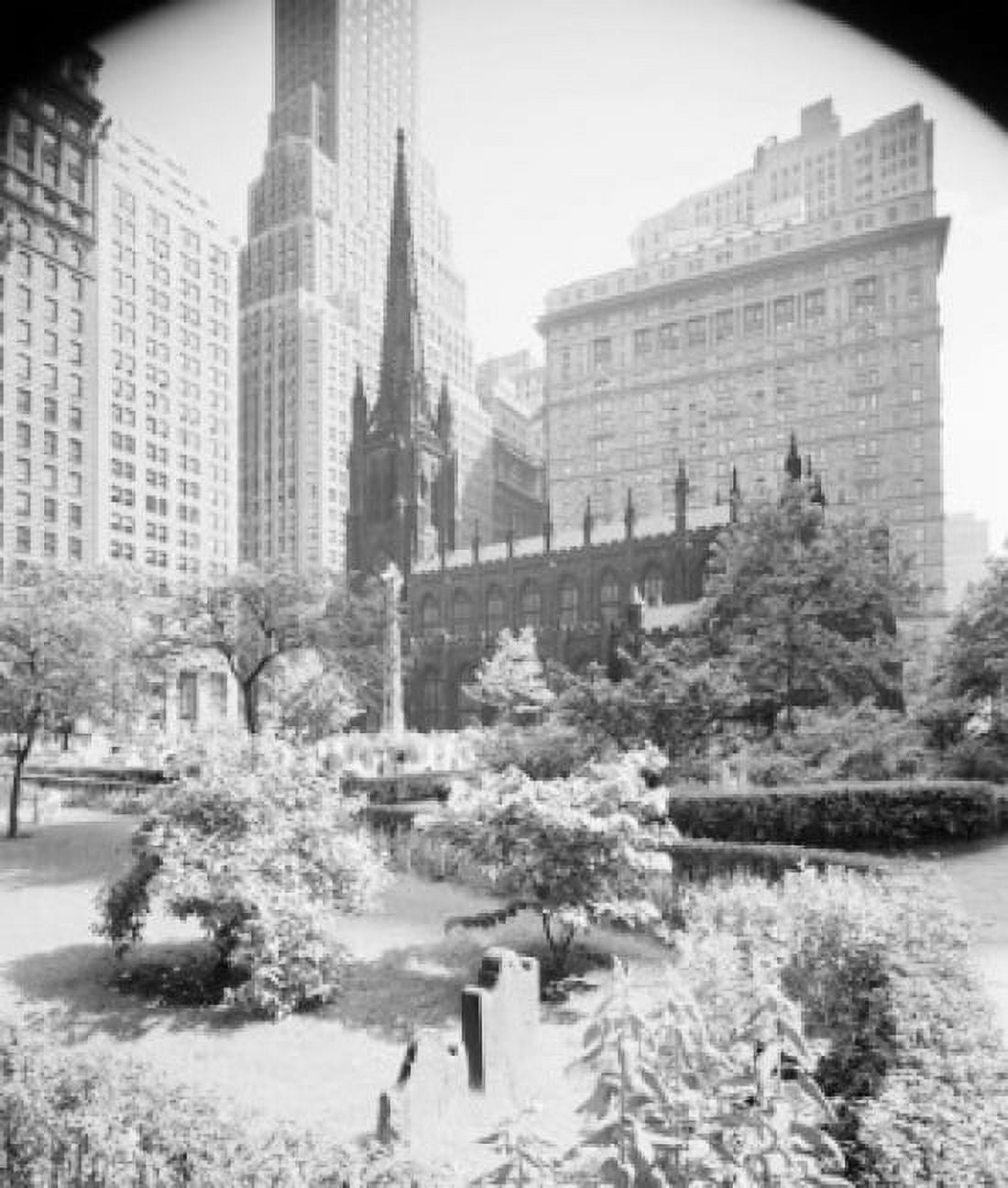 USA New York State New York City Trinity Church yard and skyscrapers Canvas Art -  (24 x 36)