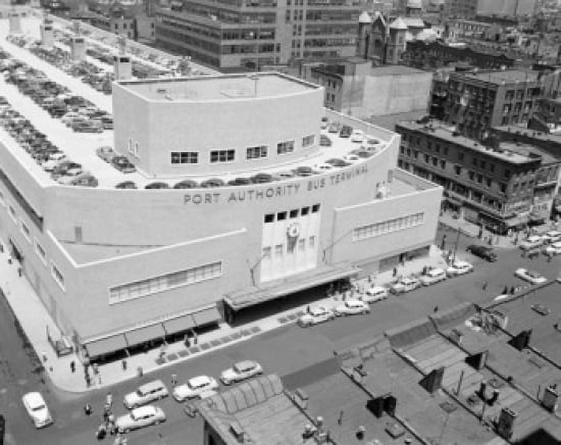 USA New York State New York City View of Port Authority Bus Terminal showing parked cars on roof Canvas Art -  (18 x 24)