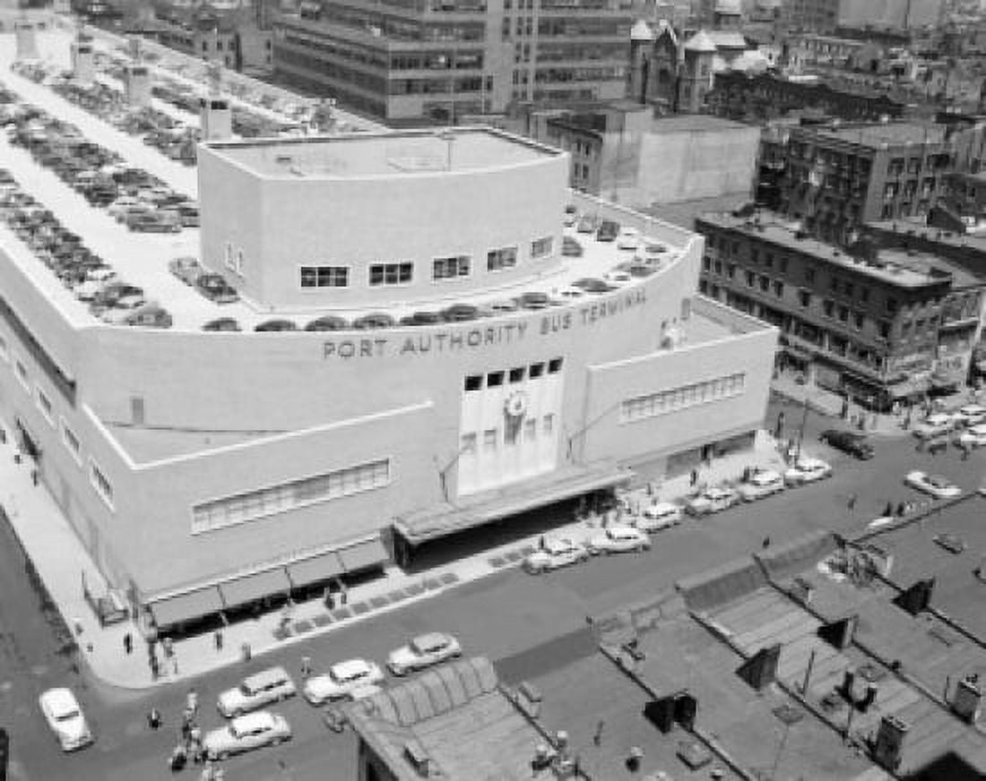 USA New York State New York City View of Port Authority Bus Terminal showing parked cars on roof Canvas Art - (24 x 36)
