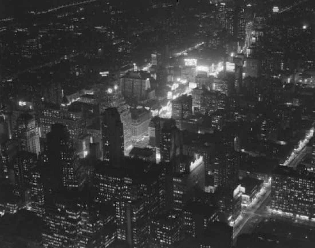 USA New York State New York City aerial view of Manhatttan at night Canvas Art - (18 x 24)