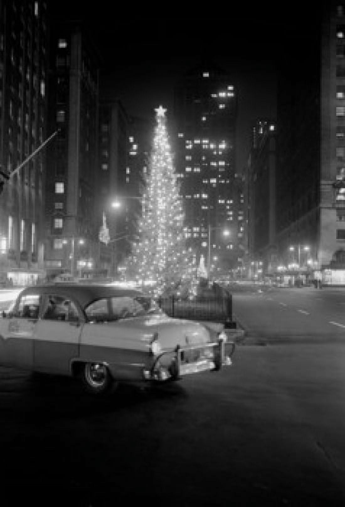 USA New York State New York City christmas decorations on Park Avenue seen from 51st Street 1956 Canvas Art - (24 x 36)