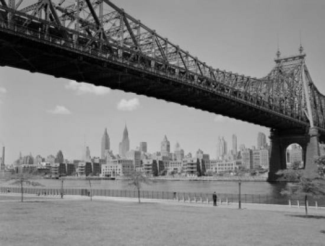 USA New York State New York City skyline at East River with Queensboro Bridge Canvas Art - (18 x 24)