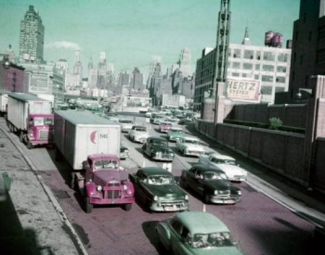 USA New York State New York City traffic at entrance to Lincoln Tunnel Canvas Art - (24 x 36)