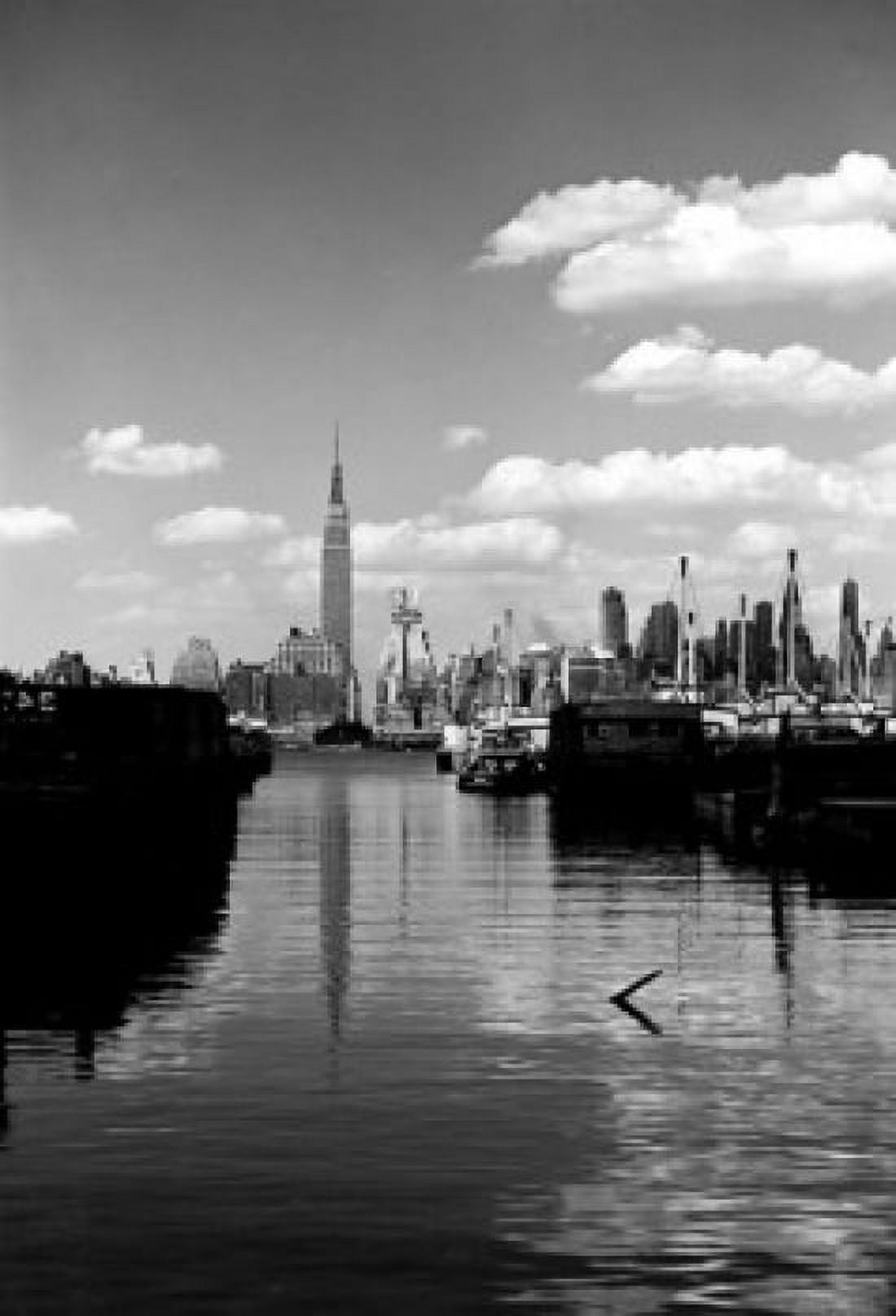 USA New York State New York City view across Hudson River toward towering Empire State Building and Midtown skyline as seen from Weehawken New Jersey Canvas Art - (18 x 24)