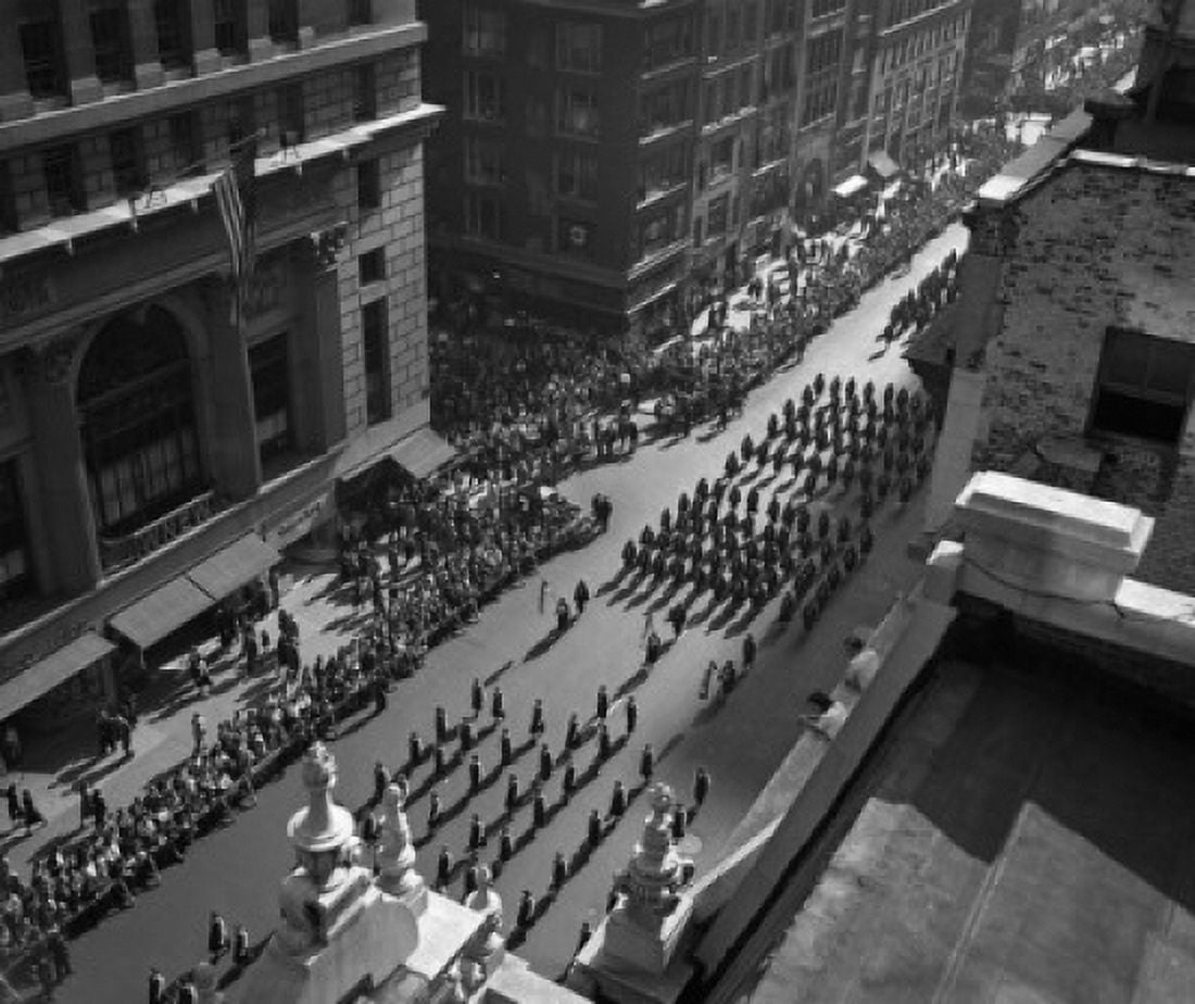 USA New York State New York city Columbus Day parade October 12 1949 elevated view Canvas Art -  (24 x 36)