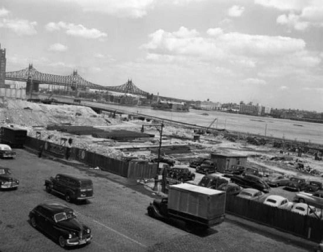 USA New York State New York city view over site of United Nations building area along the East River Canvas Art - (18 x 24)