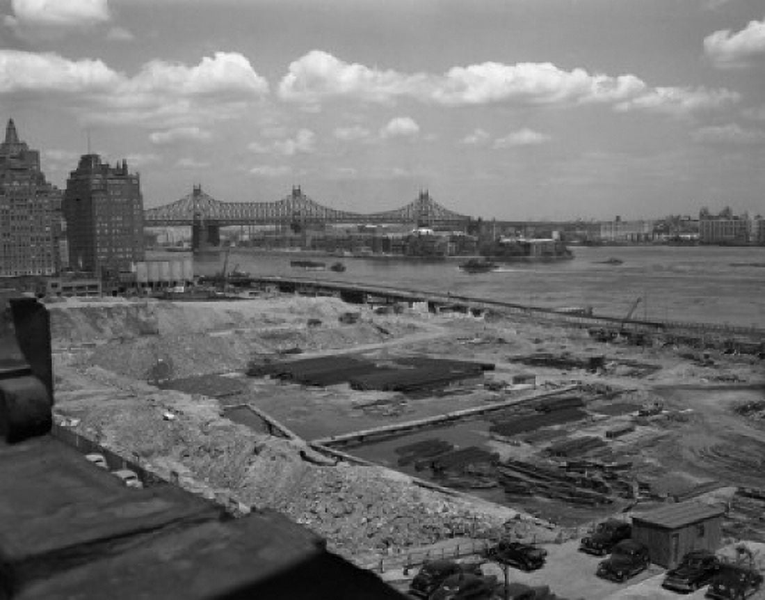 USA New York State New York city view over site of United Nations building area along the East River Canvas Art - (18 x 24)