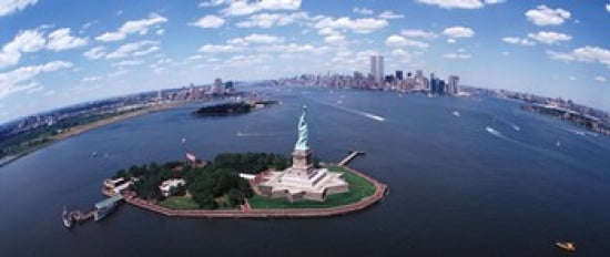 USA New York Statue of Liberty Canvas Art - Panoramic Images (30 x 13)