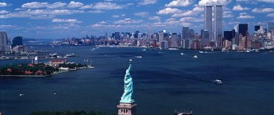 USA New York Statue of Liberty Canvas Art - Panoramic Images (30 x 13)