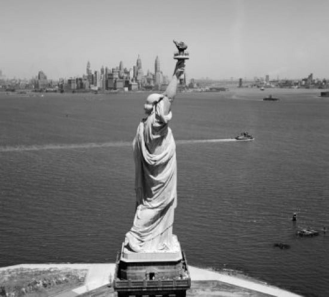 USA New York Statue of Liberty side view with Lower Manhattan Skyline Canvas Art - (18 x 24)
