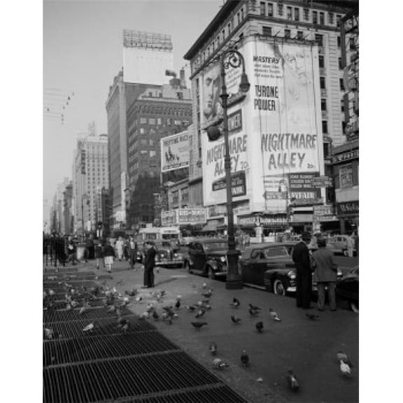 USA New York Times Square Street Scene Poster Print - 18 x 24 in.