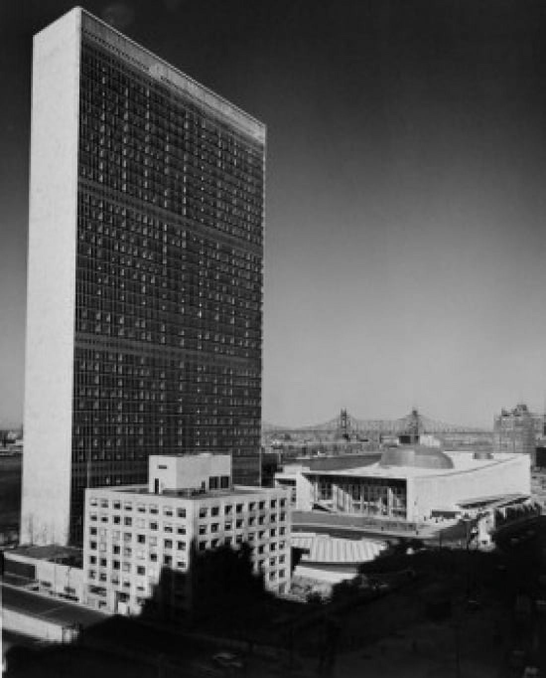 USA New York United Nations Building East River and Queensboro Bridge in background Canvas Art - (24 x 36)