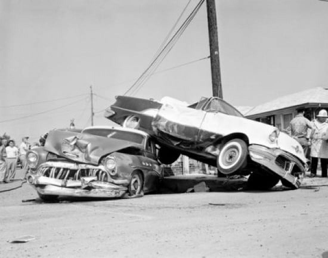 USA New York crushed cars on road Canvas Art - (24 x 36)